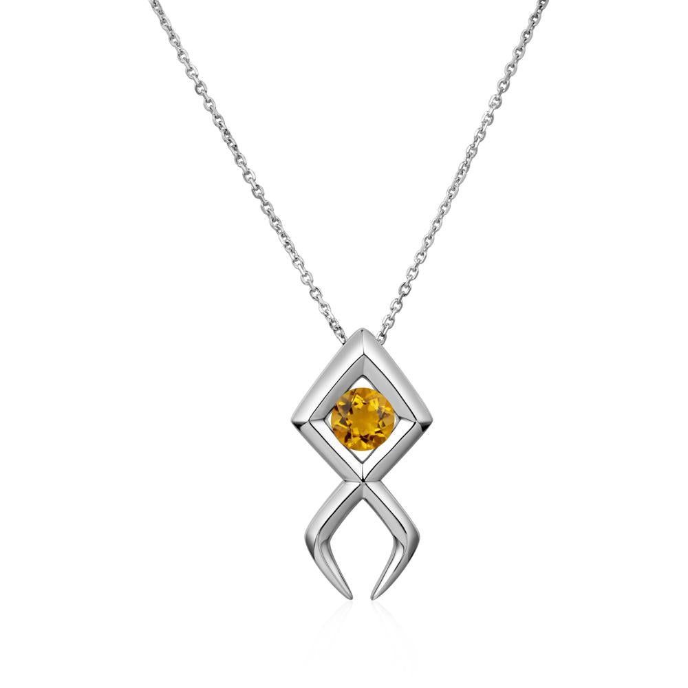 Jesus Fish Citrine Necklace | LUO Jewelry #metal_14k white gold