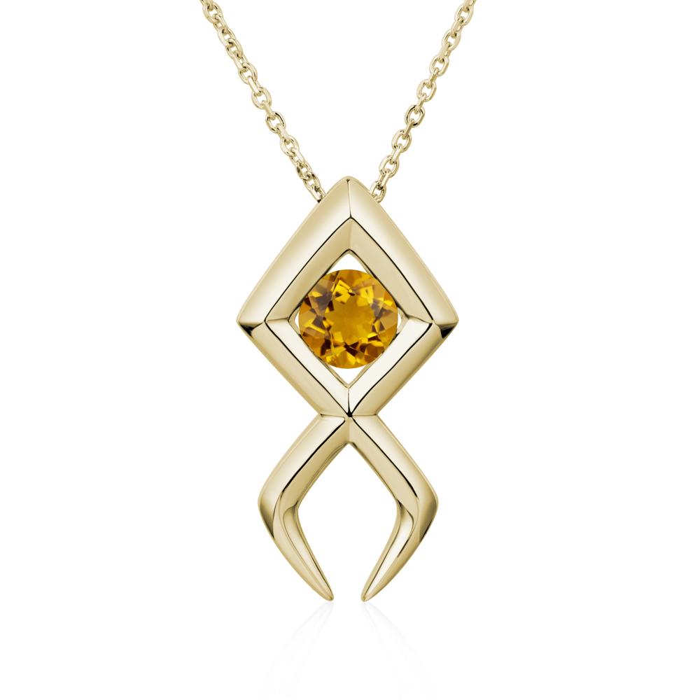 Jesus Fish Citrine Necklace - LUO Jewelry #metal_14k yellow gold
