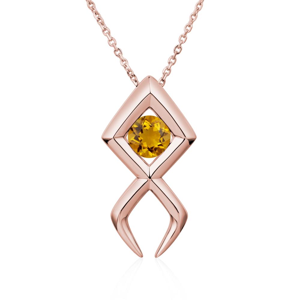 Jesus Fish Citrine Necklace - LUO Jewelry #metal_18k rose gold