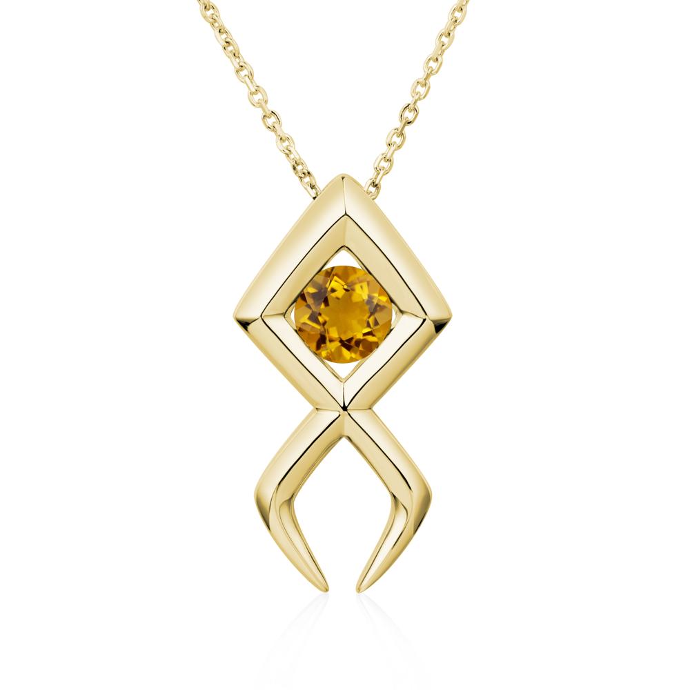 Jesus Fish Citrine Necklace - LUO Jewelry #metal_18k yellow gold
