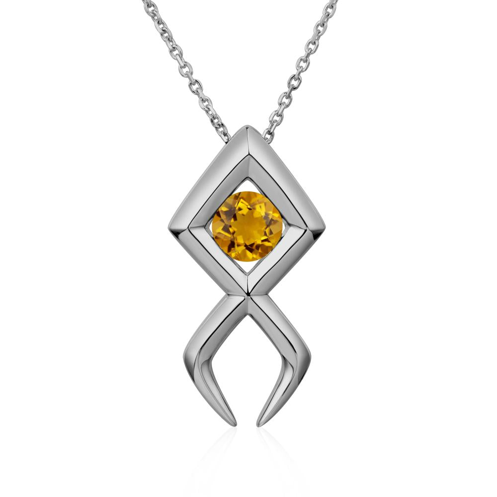 Jesus Fish Citrine Necklace - LUO Jewelry #metal_platinum
