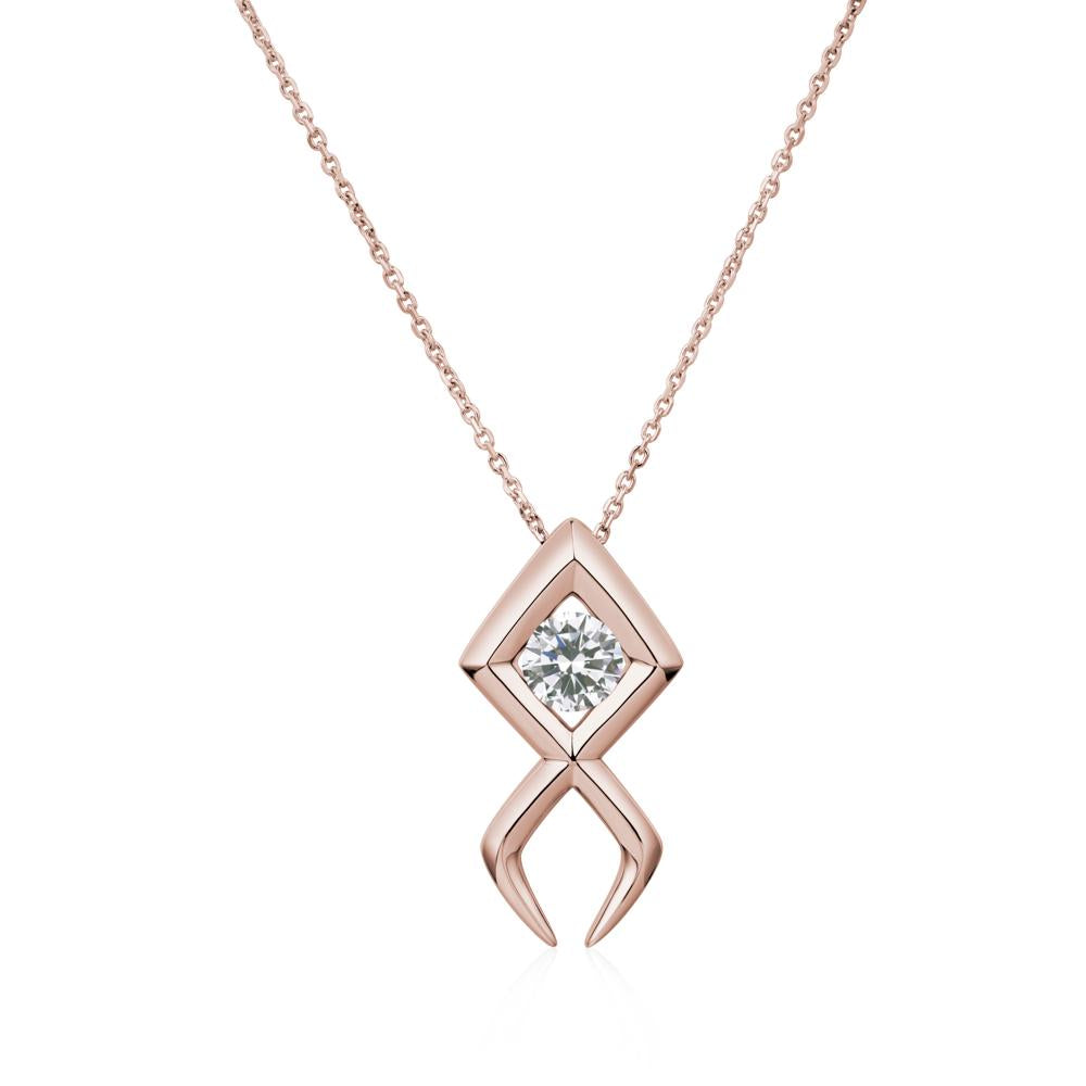 Jesus Fish Cubic Zirconia Necklace | LUO Jewelry #metal_14k rose gold