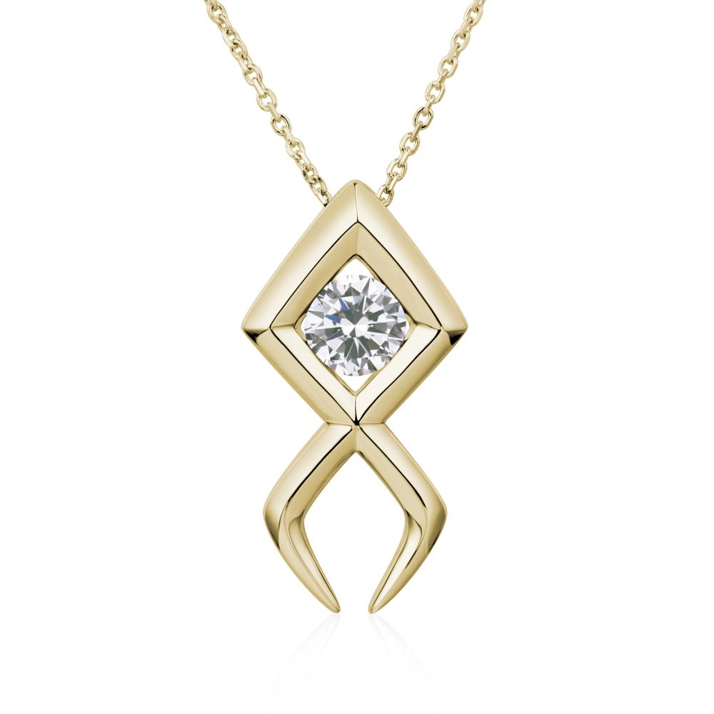 Jesus Fish Cubic Zirconia Necklace - LUO Jewelry #metal_14k yellow gold