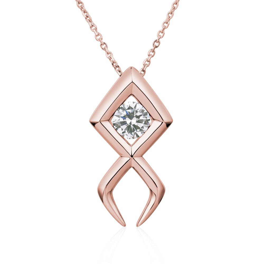 Jesus Fish Cubic Zirconia Necklace - LUO Jewelry #metal_18k rose gold