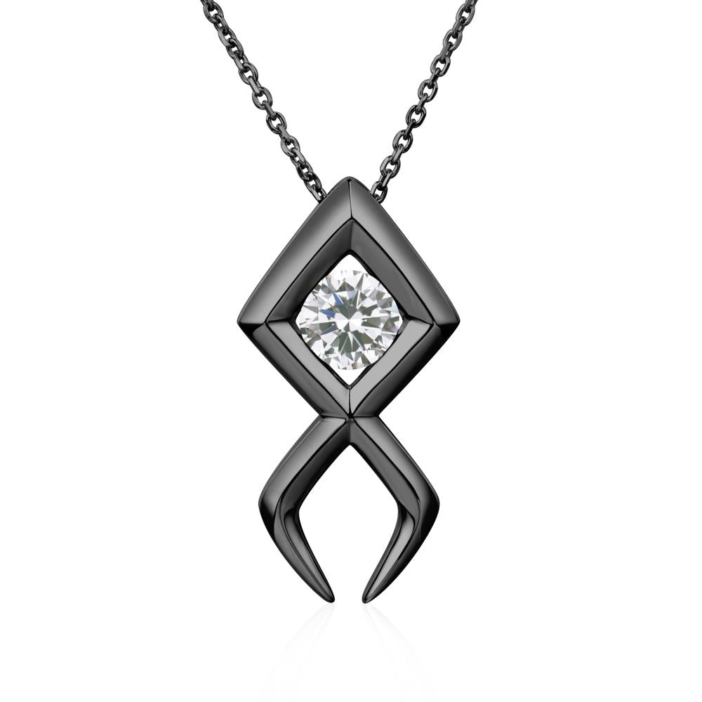 Jesus Fish Cubic Zirconia Necklace - LUO Jewelry #metal_black finish sterling silver
