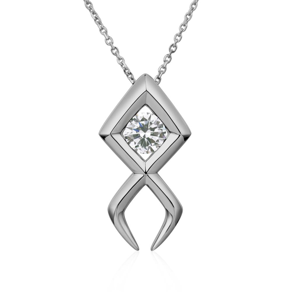 Jesus Fish Cubic Zirconia Necklace - LUO Jewelry #metal_platinum