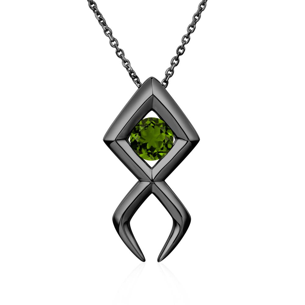 Jesus Fish Diopside Necklace - LUO Jewelry #metal_black finish sterling silver