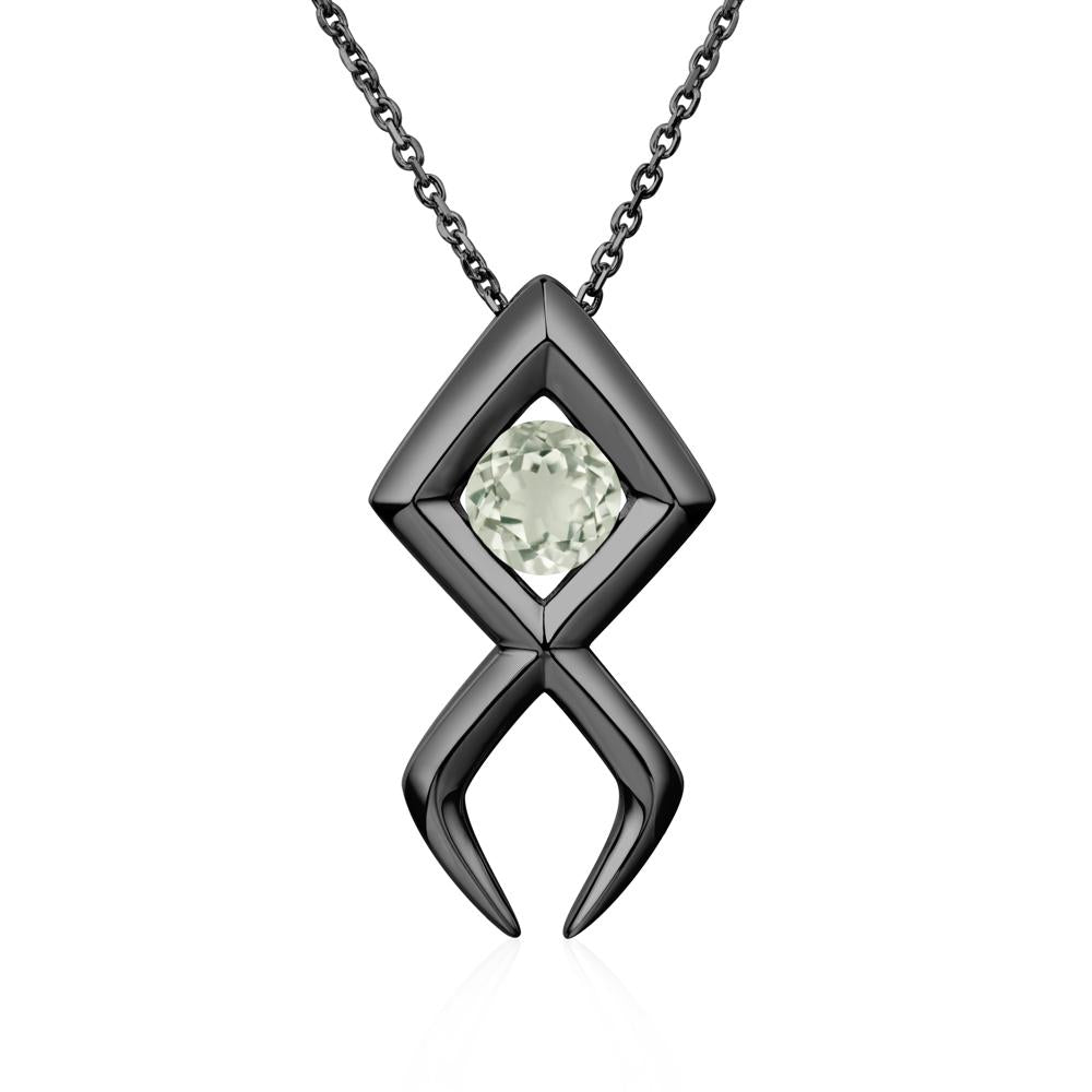 Jesus Fish Green Amethyst Necklace - LUO Jewelry #metal_black finish sterling silver