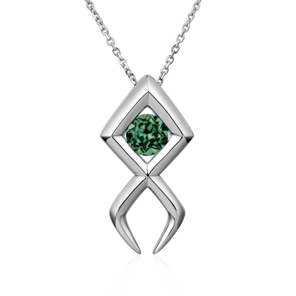 Jesus Fish Green Sapphire Necklace - LUO Jewelry #metal_14k white gold
