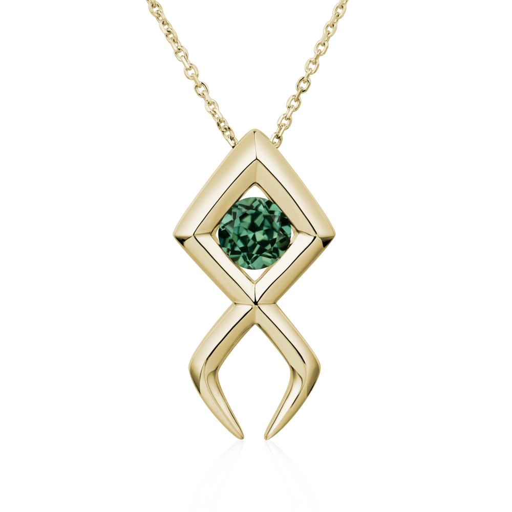 Jesus Fish Green Sapphire Necklace - LUO Jewelry #metal_14k yellow gold