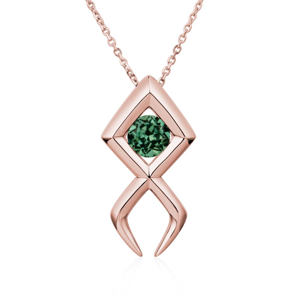 Jesus Fish Green Sapphire Necklace - LUO Jewelry #metal_18k rose gold