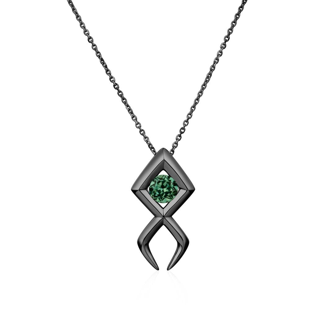 Jesus Fish Green Sapphire Necklace | LUO Jewelry #metal_black finish sterling silver