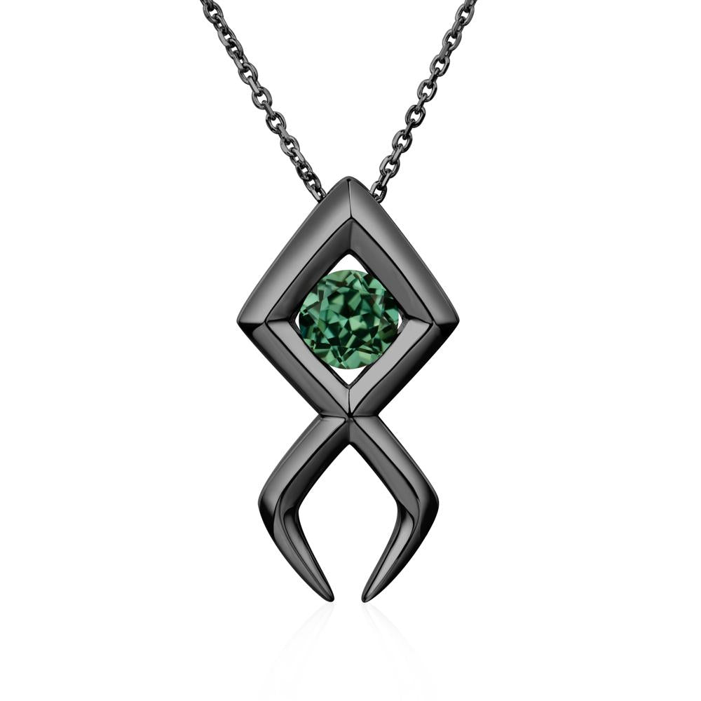 Jesus Fish Green Sapphire Necklace - LUO Jewelry #metal_black finish sterling silver