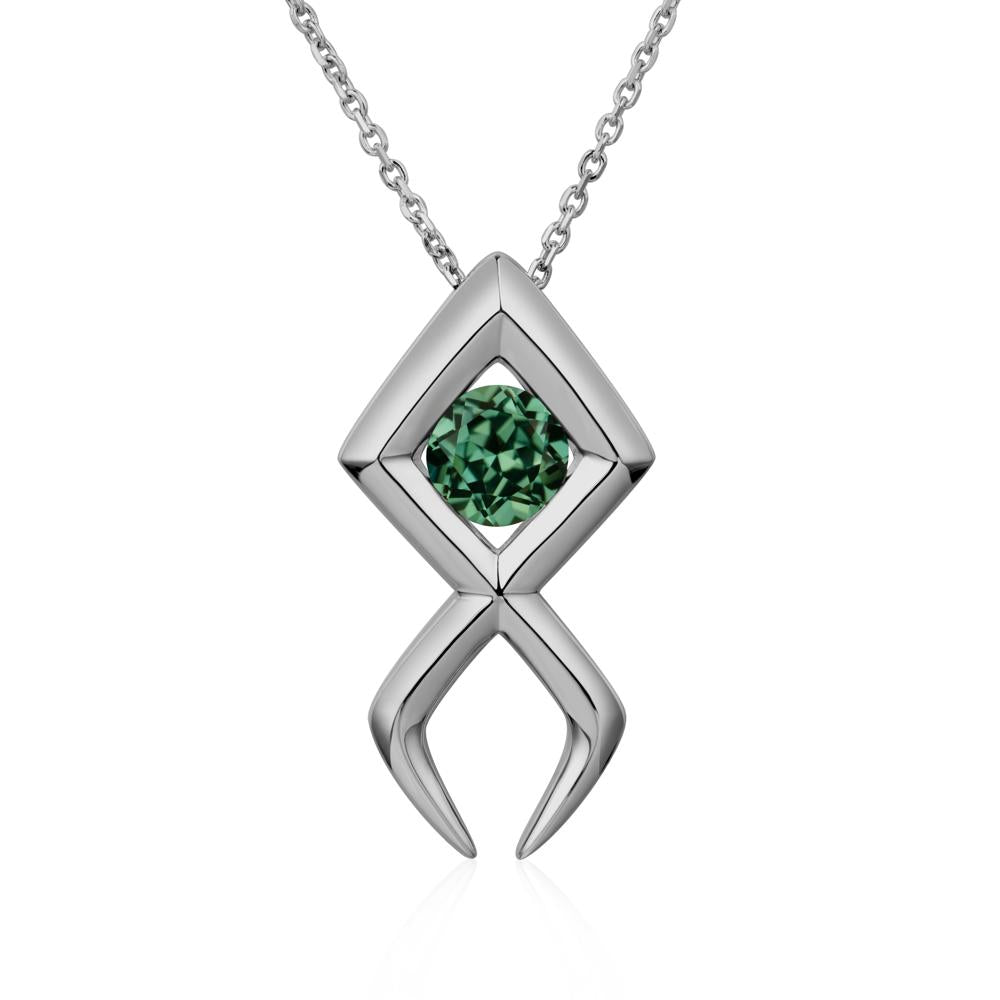 Jesus Fish Green Sapphire Necklace - LUO Jewelry #metal_platinum