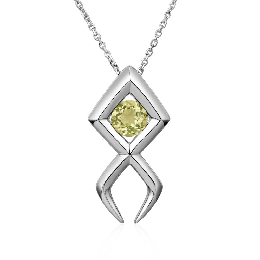 Jesus Fish Lemon Quartz Necklace - LUO Jewelry #metal_18k white gold