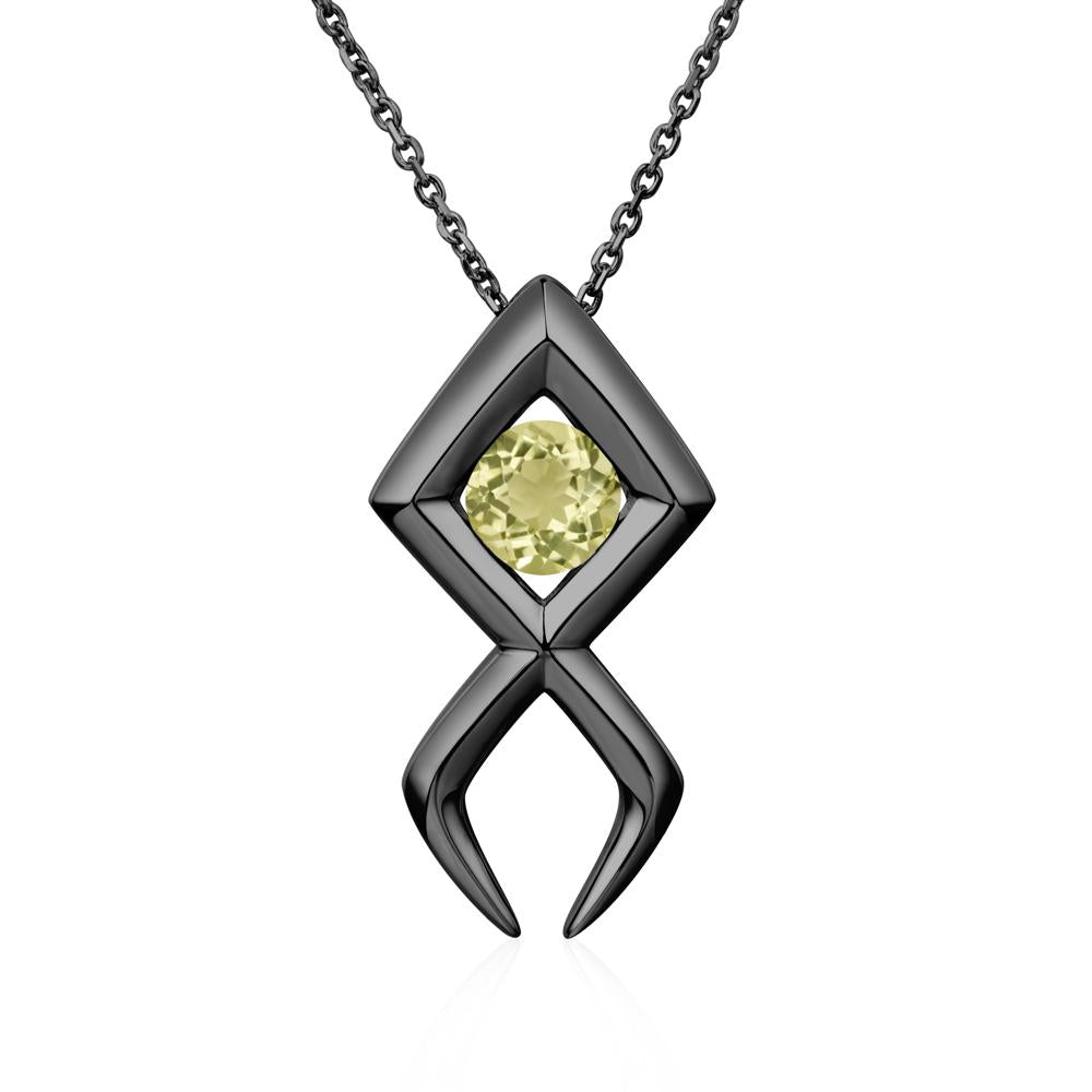 Jesus Fish Lemon Quartz Necklace - LUO Jewelry #metal_black finish sterling silver