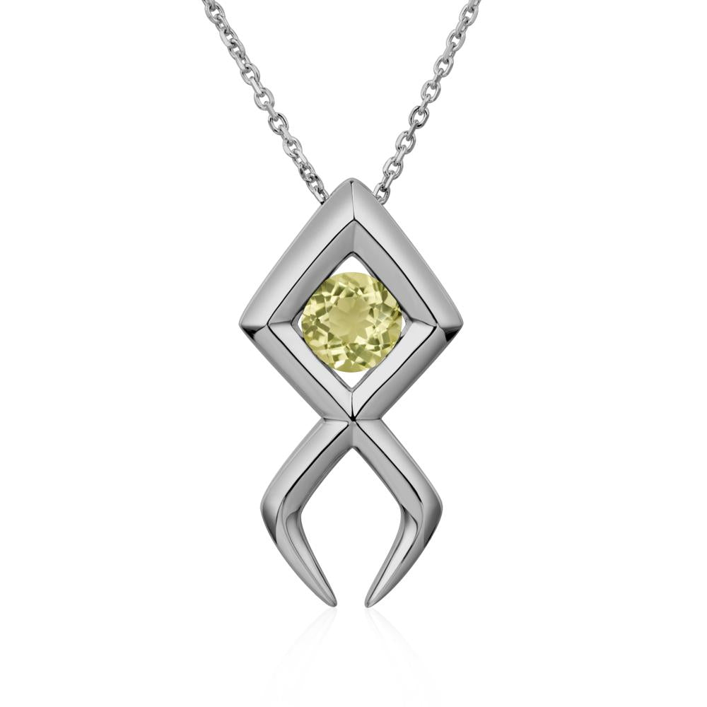Jesus Fish Lemon Quartz Necklace - LUO Jewelry #metal_platinum