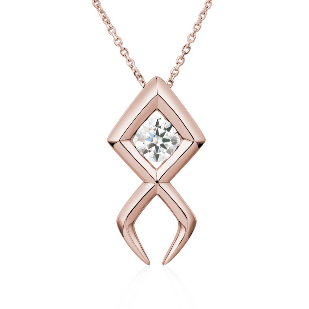 Jesus Fish Moissanite Necklace | LUO Jewelry #metal_14k rose gold