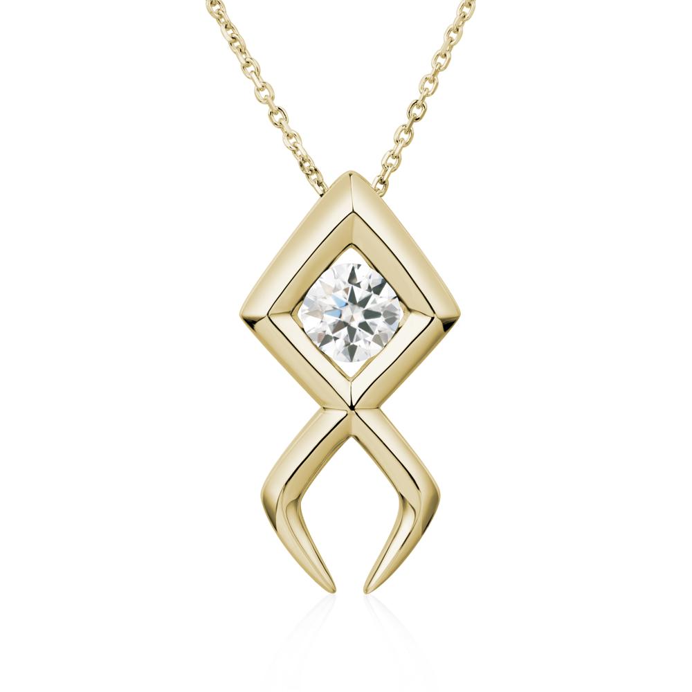 Jesus Fish Moissanite Necklace | LUO Jewelry #metal_14k yellow gold