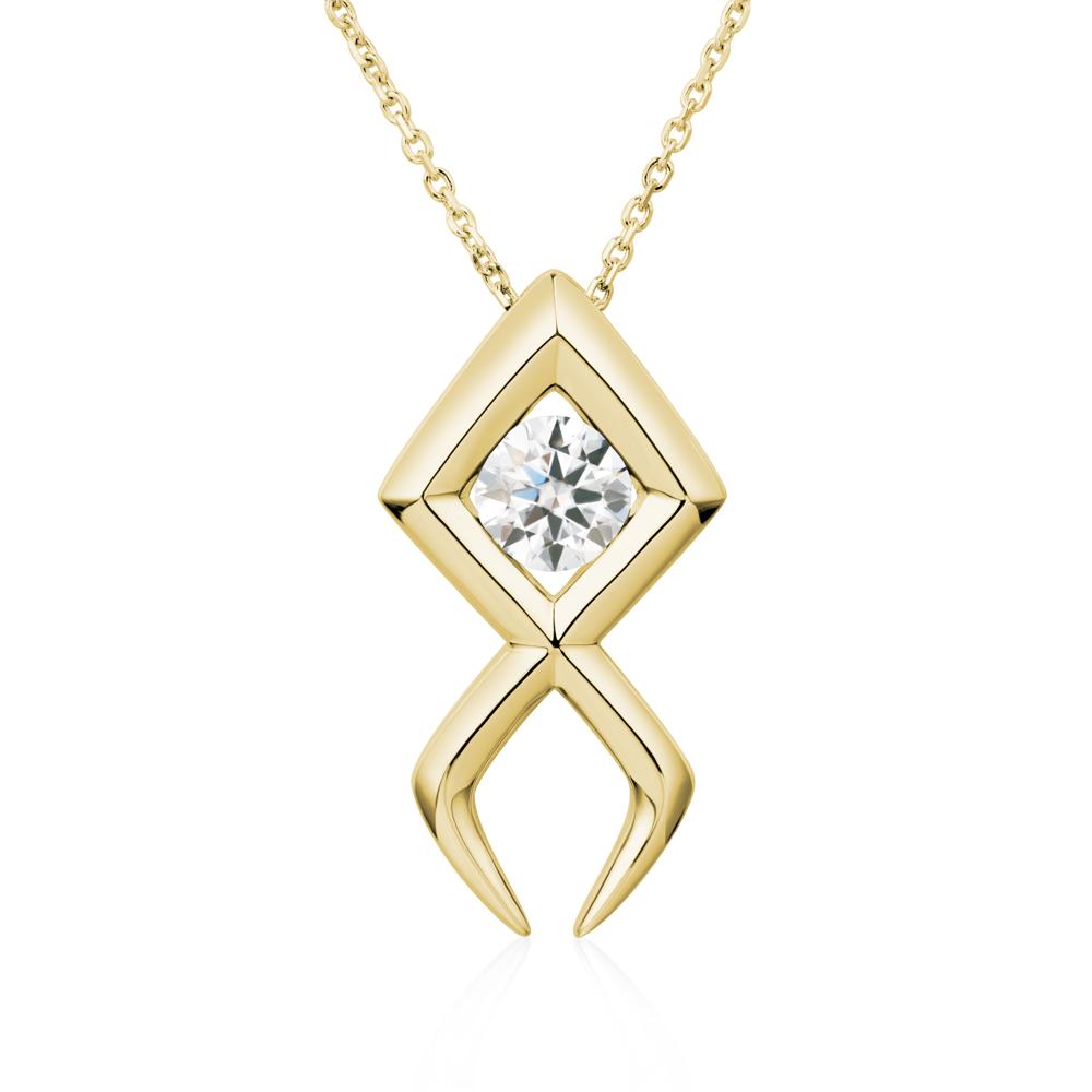 Jesus Fish Moissanite Necklace | LUO Jewelry #metal_18k yellow gold
