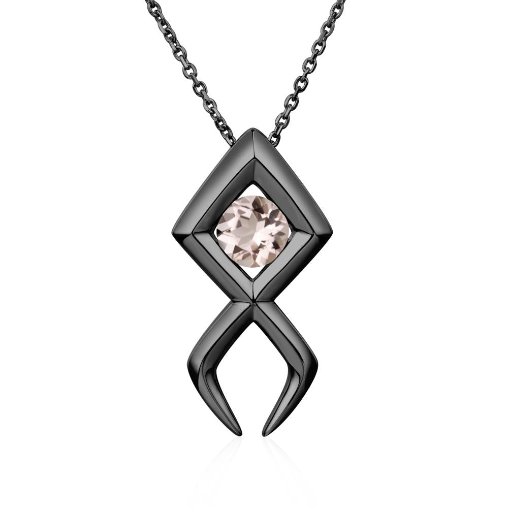Jesus Fish Morganite Necklace - LUO Jewelry #metal_black finish sterling silver