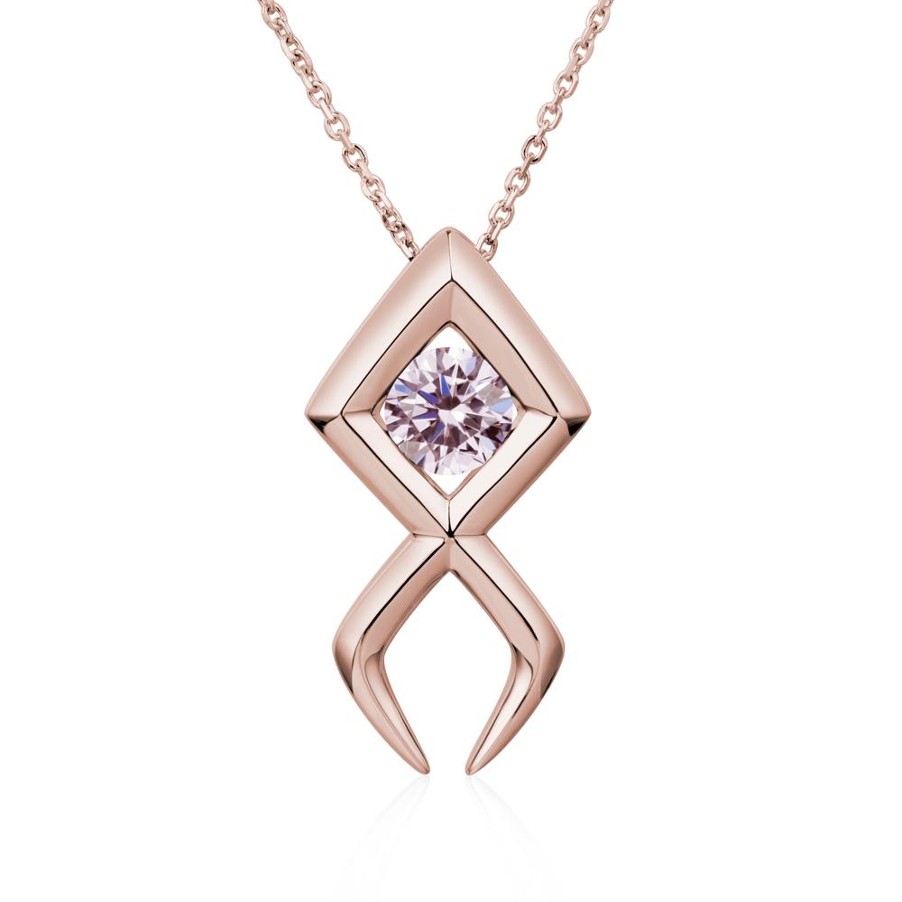 Jesus Fish Pink Cubic Zirconia Necklace - LUO Jewelry #metal_14k rose gold