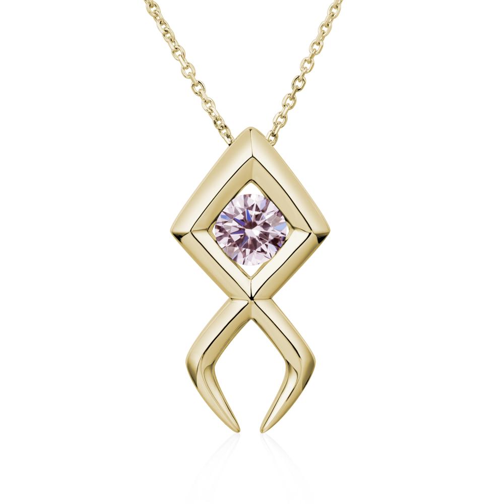 Jesus Fish Pink Cubic Zirconia Necklace - LUO Jewelry #metal_14k yellow gold