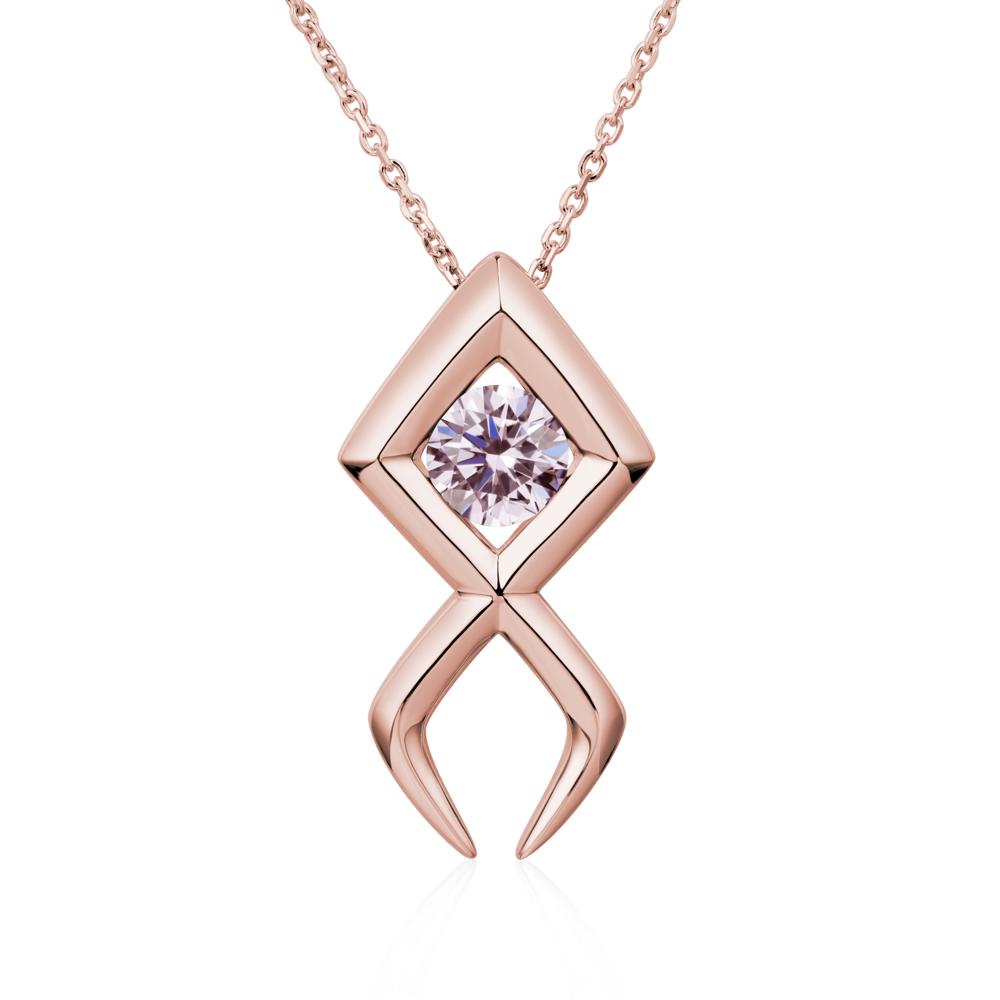 Jesus Fish Pink Cubic Zirconia Necklace - LUO Jewelry #metal_18k rose gold
