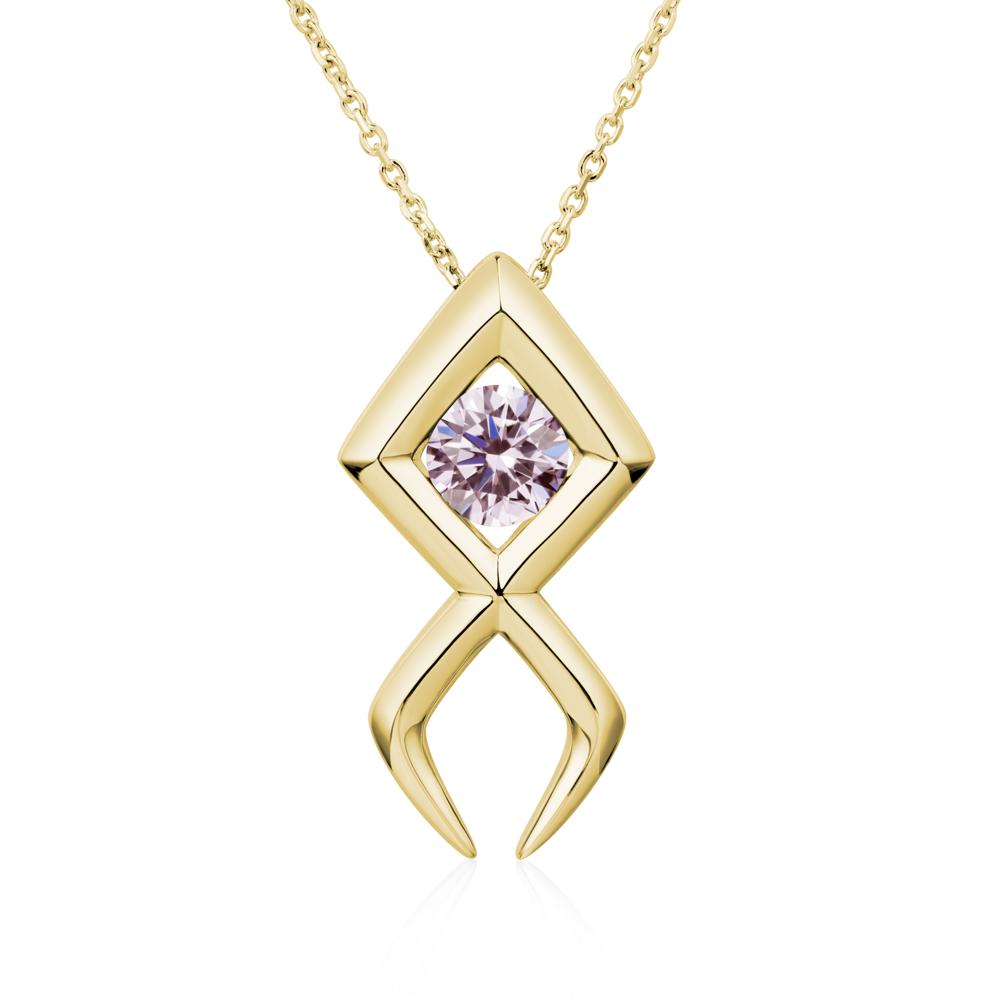 Jesus Fish Pink Cubic Zirconia Necklace - LUO Jewelry #metal_18k yellow gold