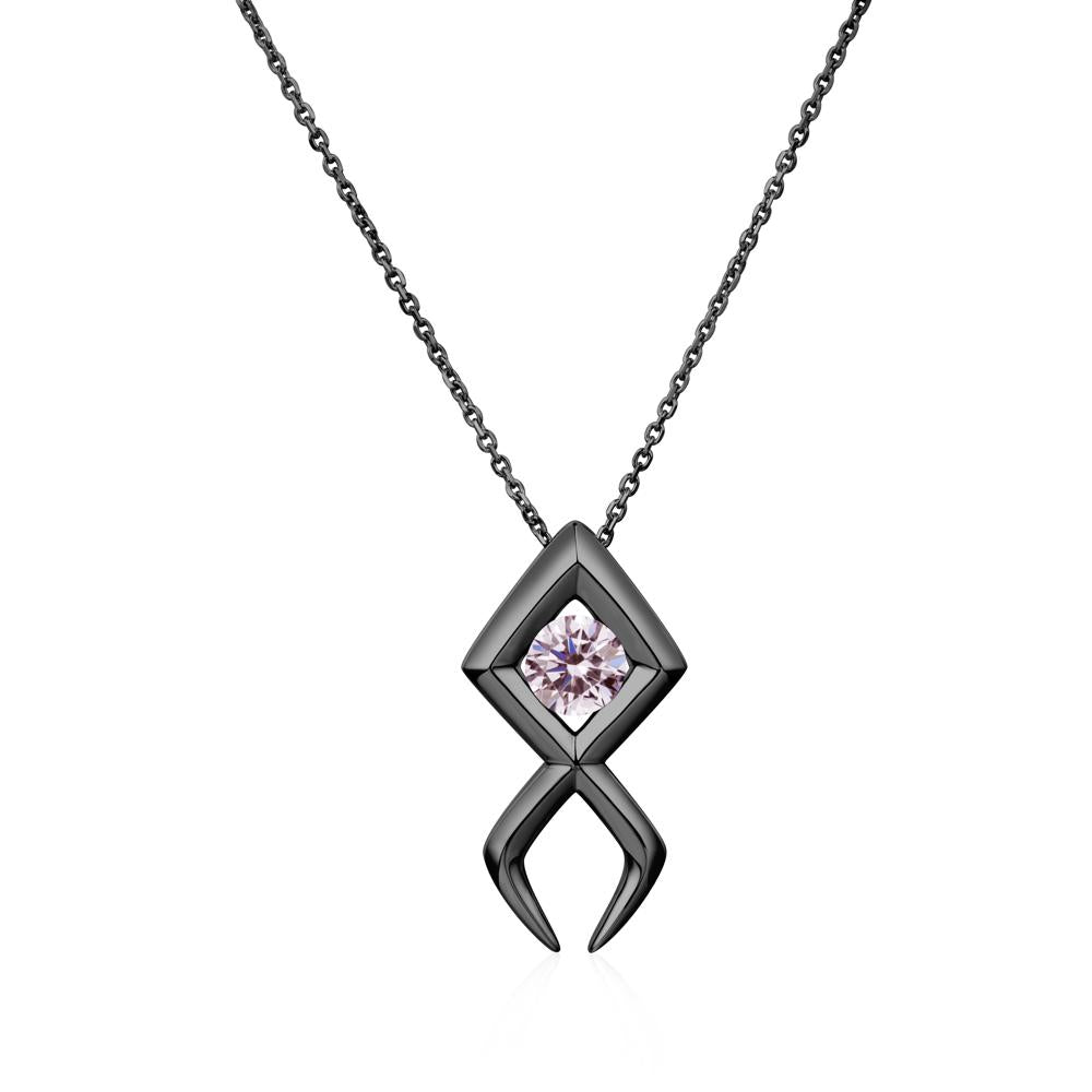 Jesus Fish Pink Cubic Zirconia Necklace | LUO Jewelry #metal_black finish sterling silver