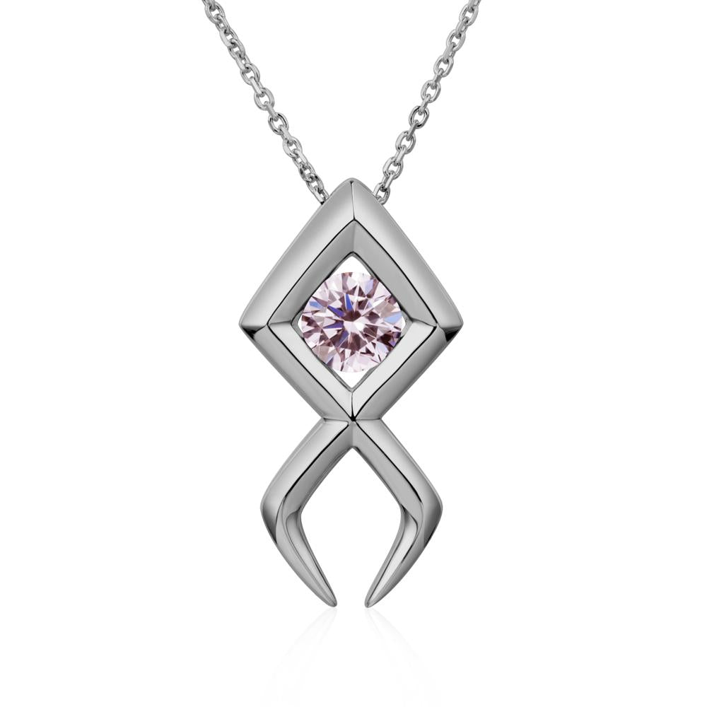 Jesus Fish Pink Cubic Zirconia Necklace - LUO Jewelry #metal_platinum