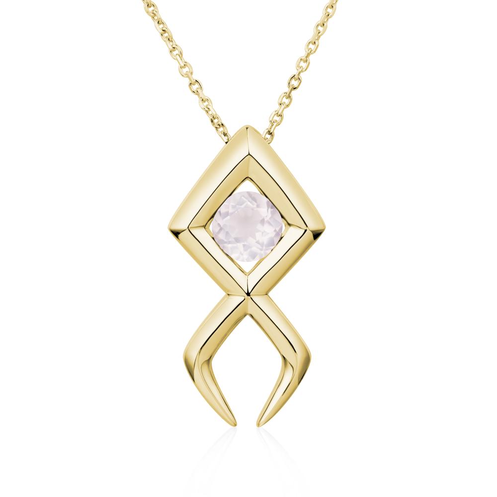 Jesus Fish Rose Quartz Necklace - LUO Jewelry #metal_18k yellow gold