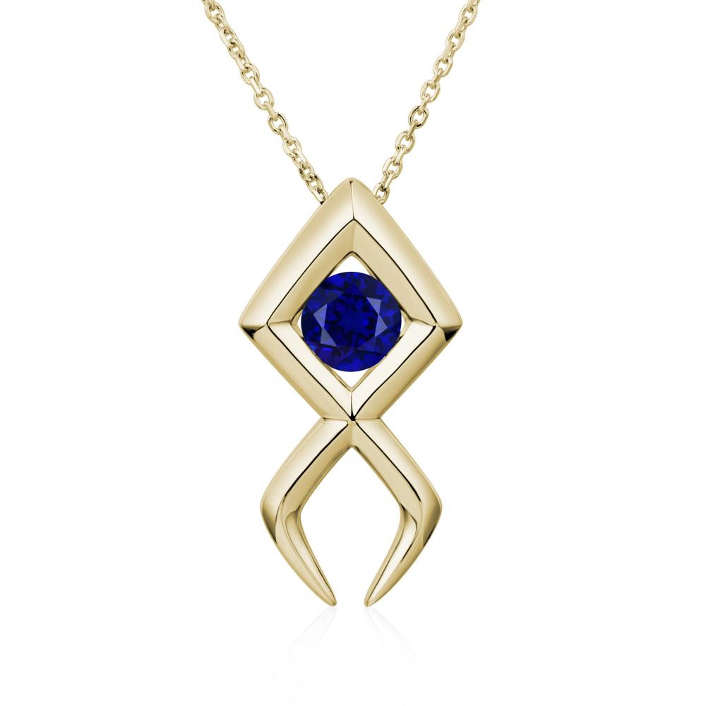 Jesus Fish Sapphire Necklace - LUO Jewelry #metal_14k yellow gold