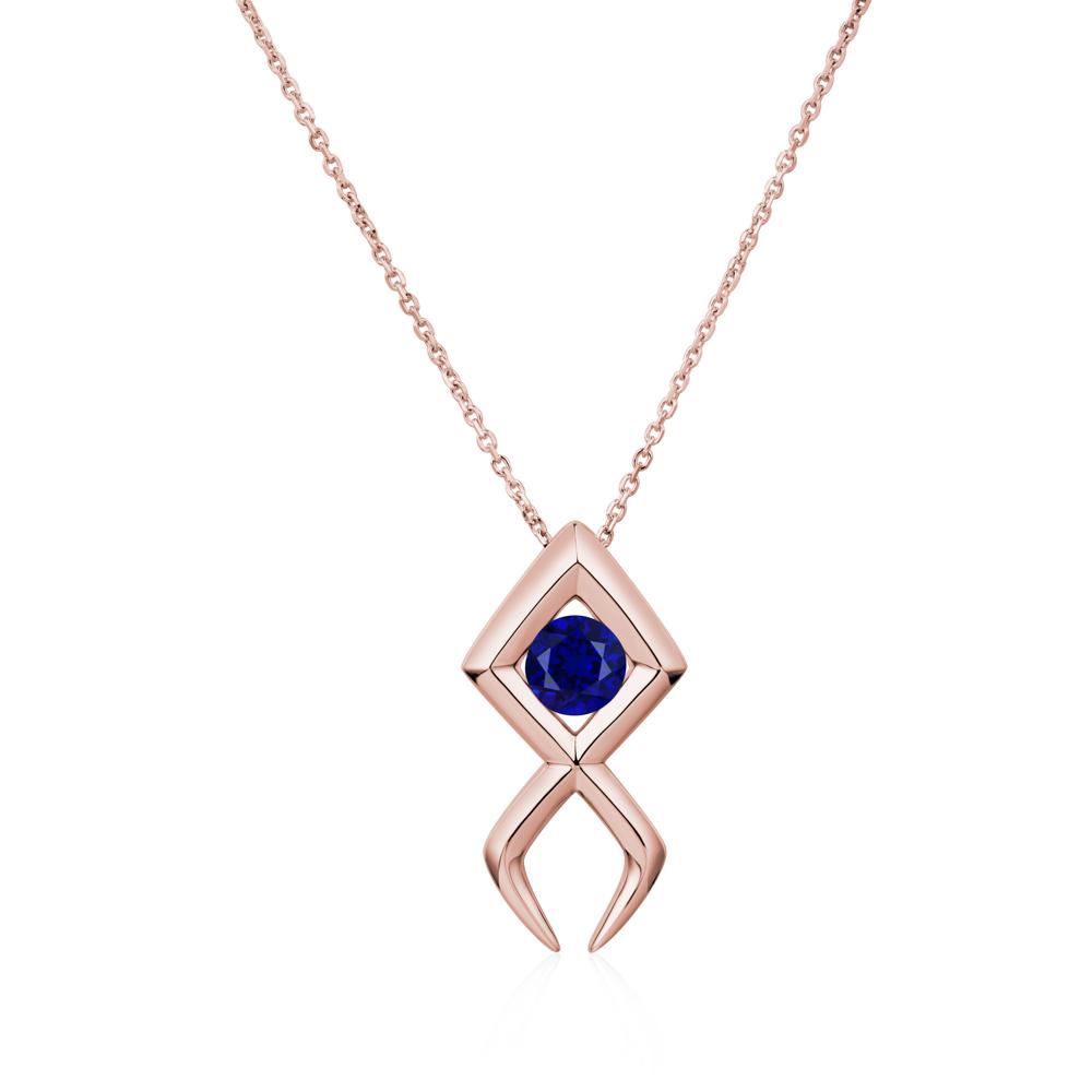 Jesus Fish Sapphire Necklace | LUO Jewelry #metal_18k rose gold