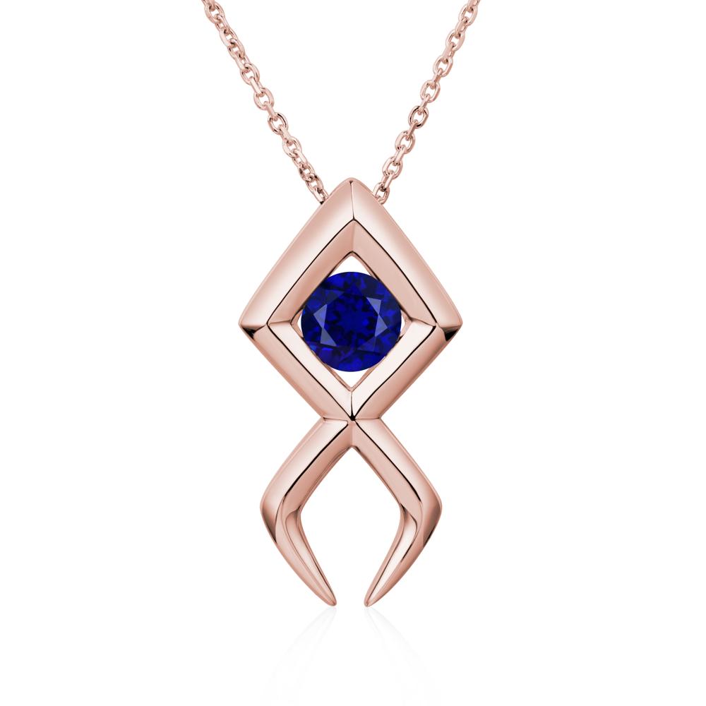 Jesus Fish Sapphire Necklace - LUO Jewelry #metal_18k rose gold