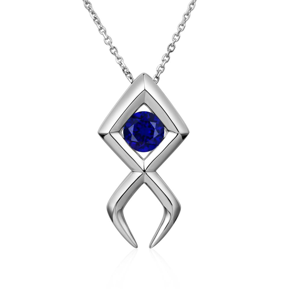 Jesus Fish Sapphire Necklace - LUO Jewelry #metal_18k white gold