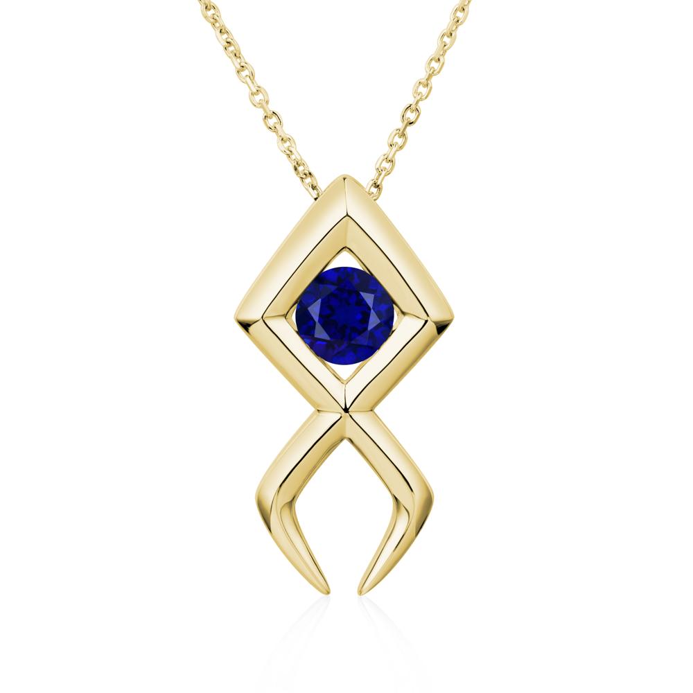 Jesus Fish Sapphire Necklace - LUO Jewelry #metal_18k yellow gold