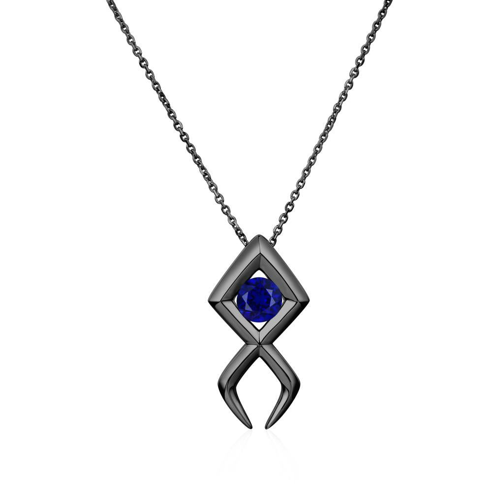 Jesus Fish Sapphire Necklace | LUO Jewelry #metal_black finish sterling silver