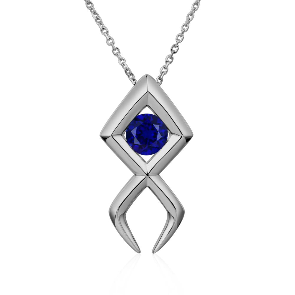 Jesus Fish Sapphire Necklace - LUO Jewelry #metal_platinum