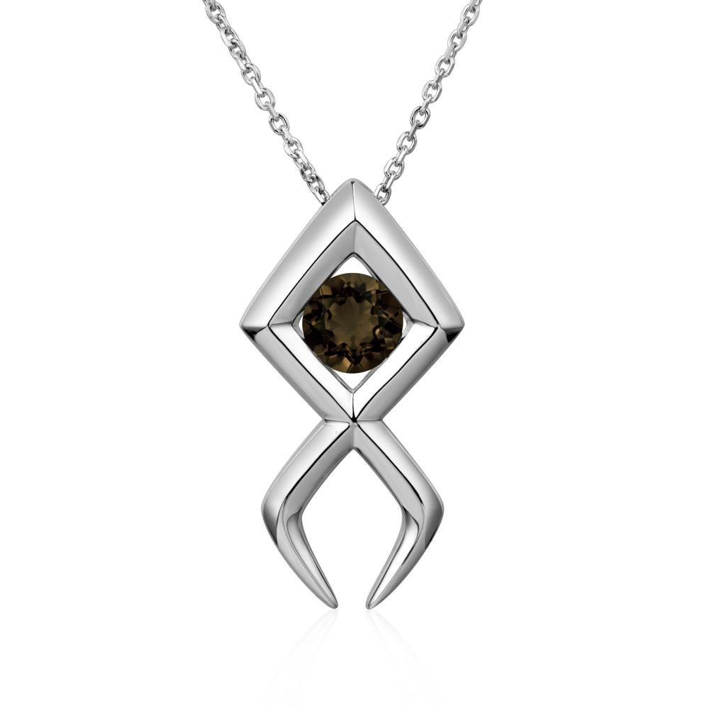 Jesus Fish Smoky Quartz Necklace - LUO Jewelry #metal_14k white gold