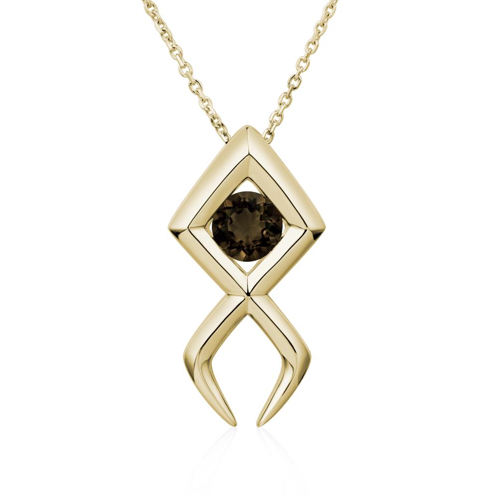 Jesus Fish Smoky Quartz Necklace - LUO Jewelry #metal_14k yellow gold