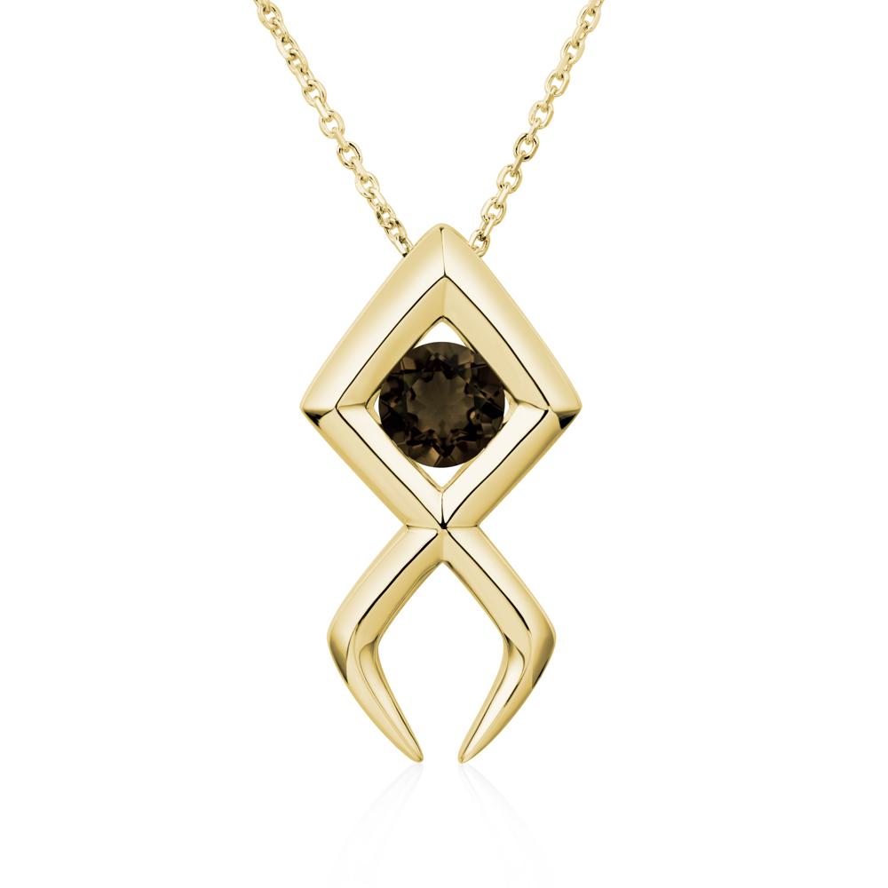 Jesus Fish Smoky Quartz Necklace - LUO Jewelry #metal_18k yellow gold
