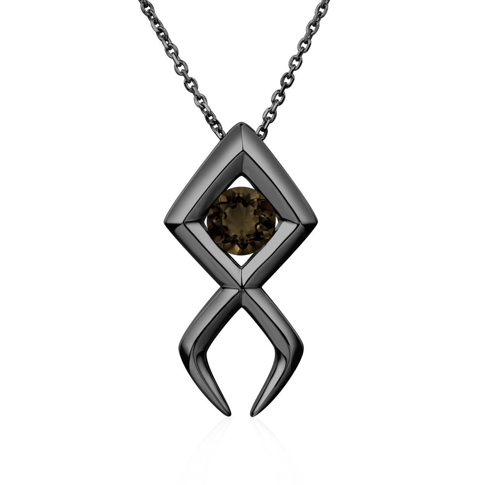 Jesus Fish Smoky Quartz Necklace - LUO Jewelry #metal_black finish sterling silver