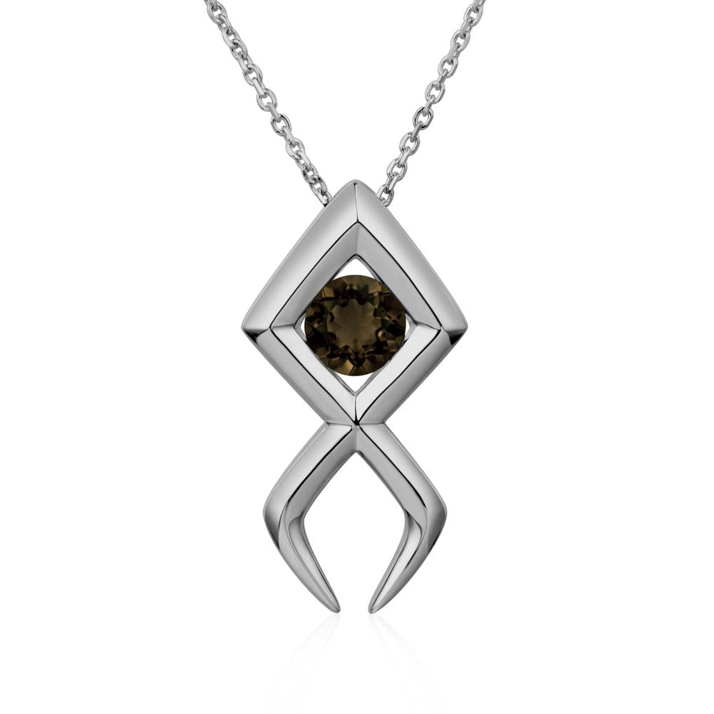 Jesus Fish Smoky Quartz Necklace - LUO Jewelry #metal_platinum