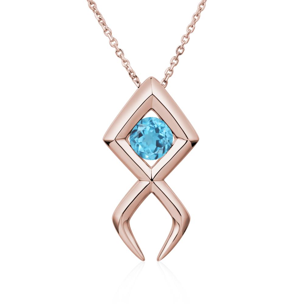 Jesus Fish Swiss Blue Topaz Necklace - LUO Jewelry #metal_14k rose gold