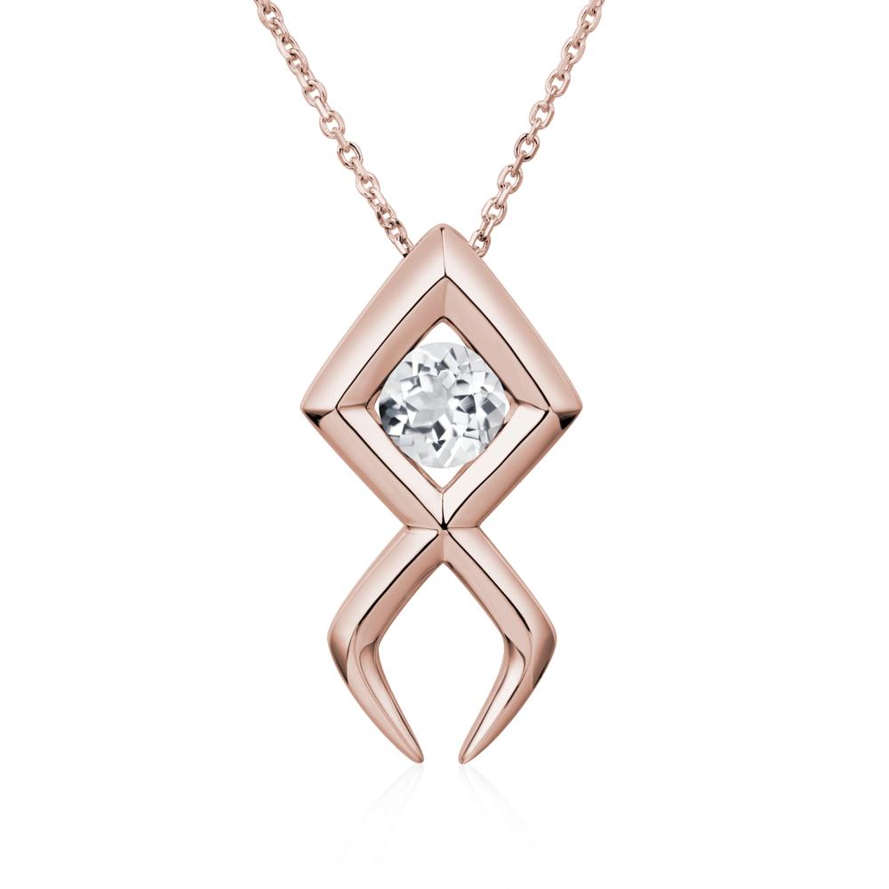 Jesus Fish White Topaz Necklace - LUO Jewelry #metal_14k rose gold