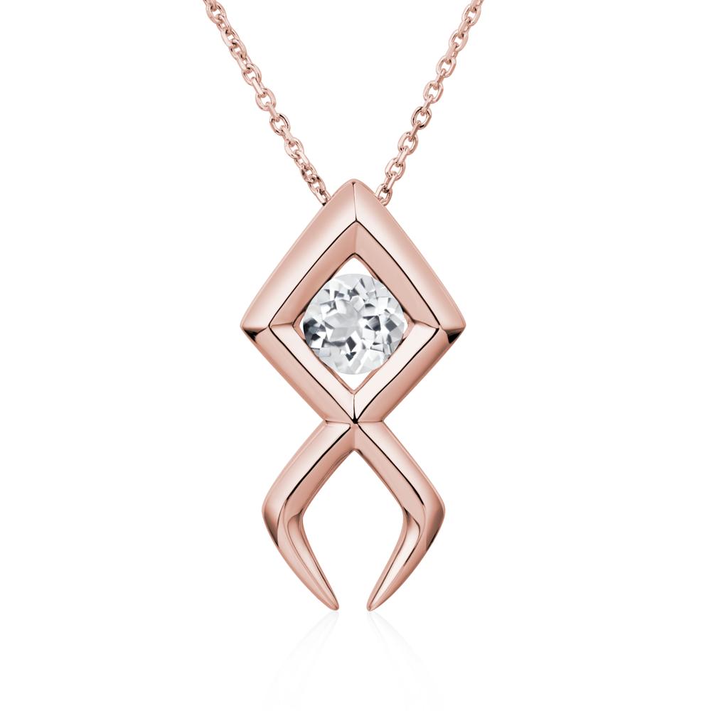 Jesus Fish White Topaz Necklace - LUO Jewelry #metal_18k rose gold