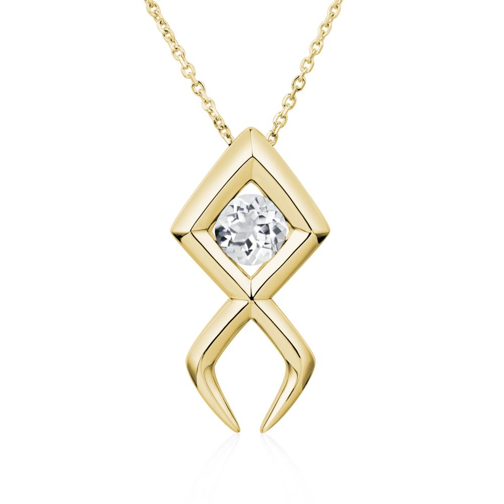 Jesus Fish White Topaz Necklace - LUO Jewelry #metal_18k yellow gold