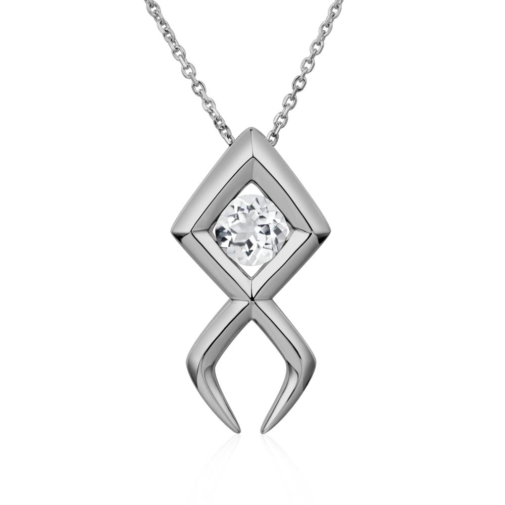 Jesus Fish White Topaz Necklace - LUO Jewelry #metal_platinum