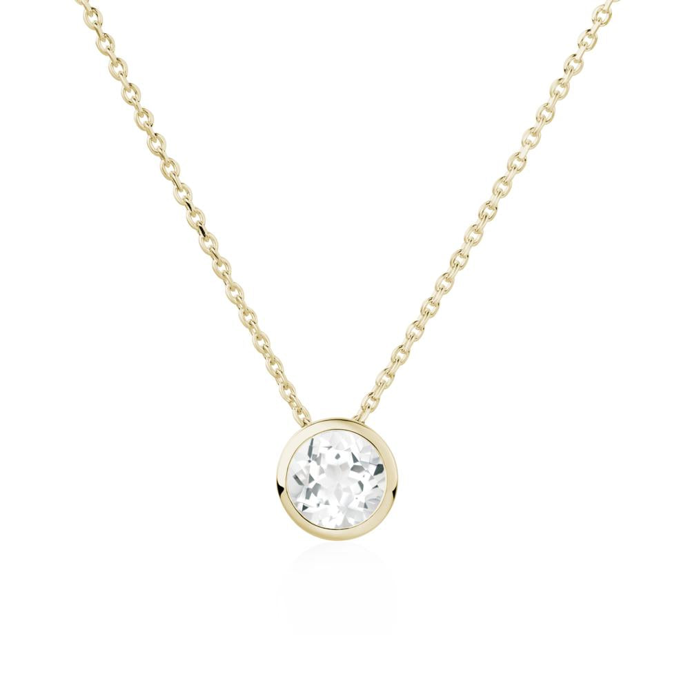White Topaz Bezel Solitaire Necklace - LUO Jewelry #metal_14k yellow gold